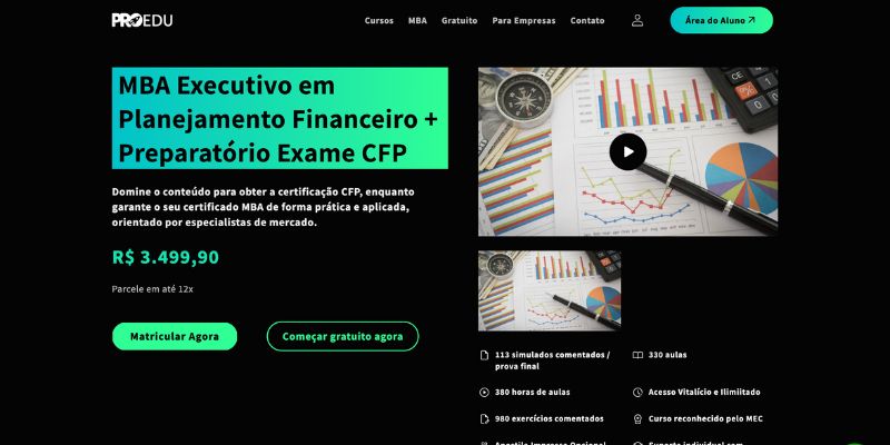 Curso para CFP + Executivo em planejamento financeiro - Pro Educacional 